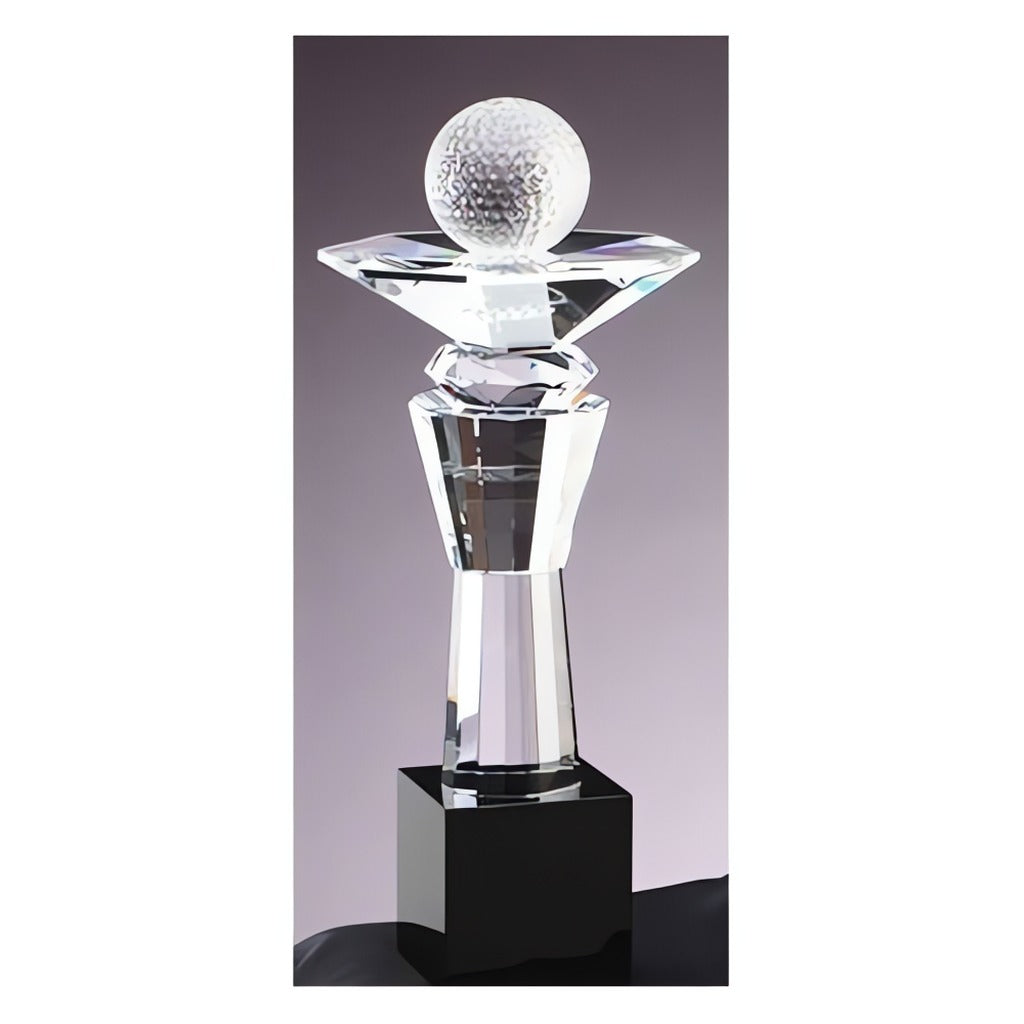 Golf Crystal Trophies on Black Base