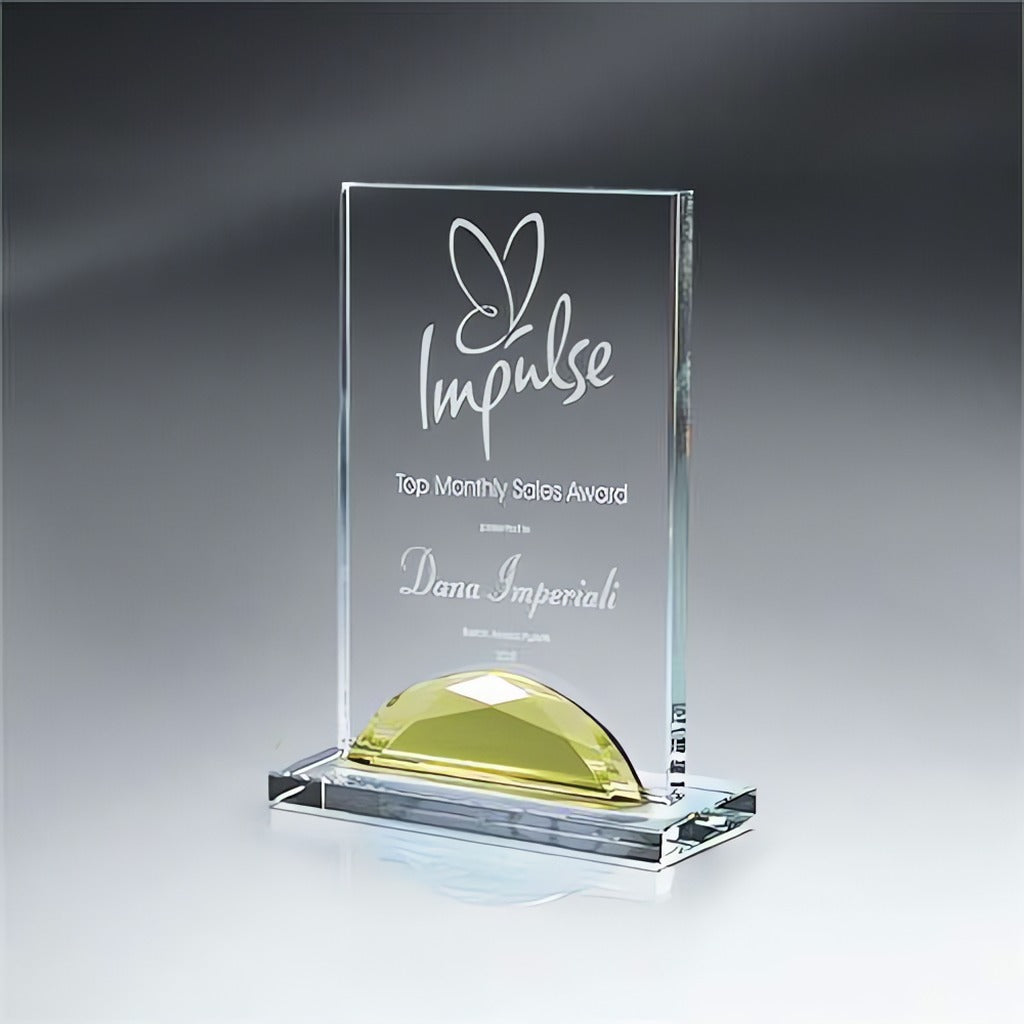 Gold Optic Crystal Gemstone Award
