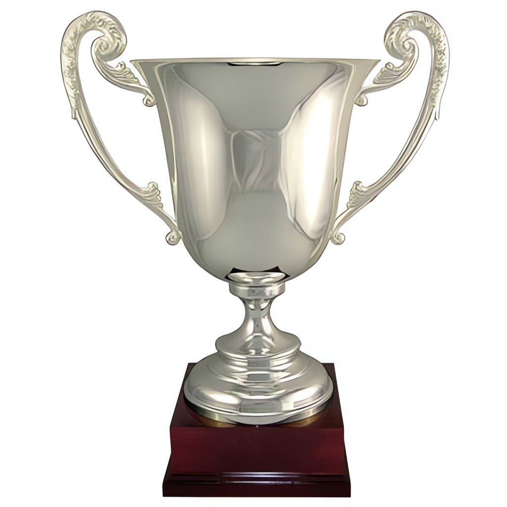 Silver Italian Cup Trophies on Rosewood Base