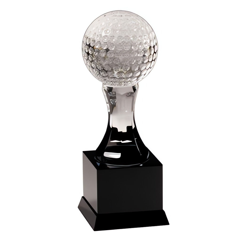 Crystal Golf Ball on Black Marble Base Trophies