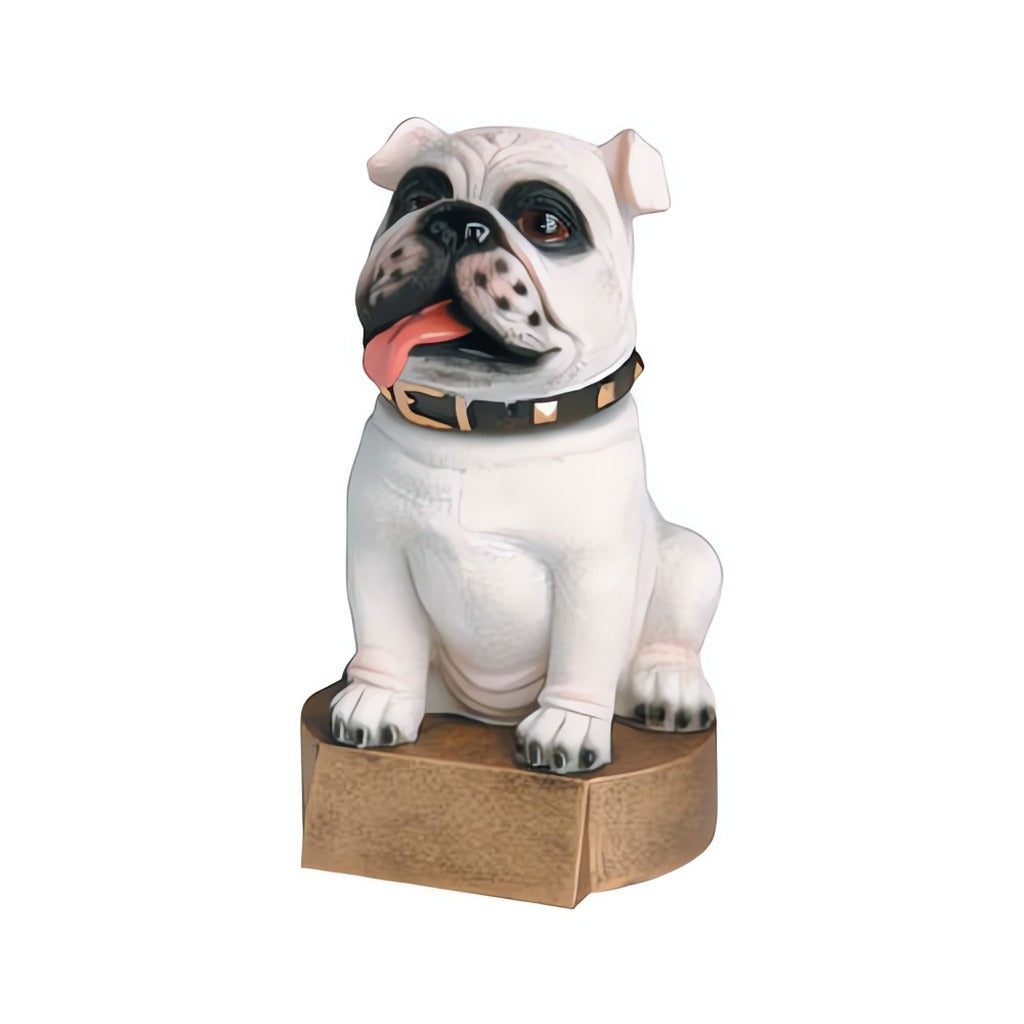 White Bulldog Mascot Bobblehead Trophies