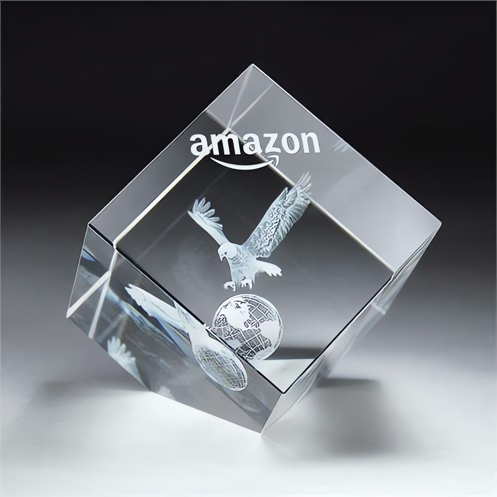 3D Etched Crystal Diamond Cube