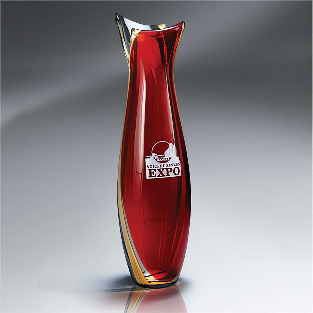 Art Glass Vases Brilliant Red Centerpiece