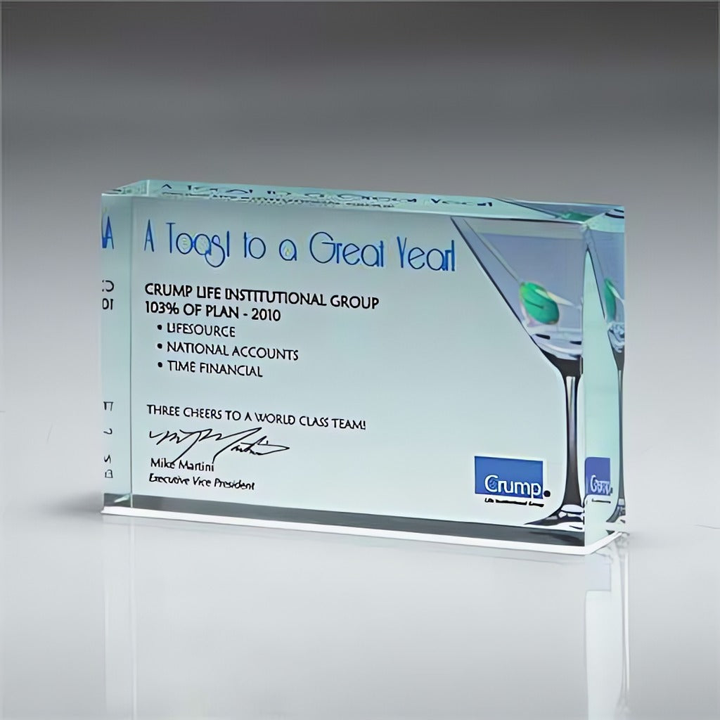 Full Color Free Standing Lucite Block