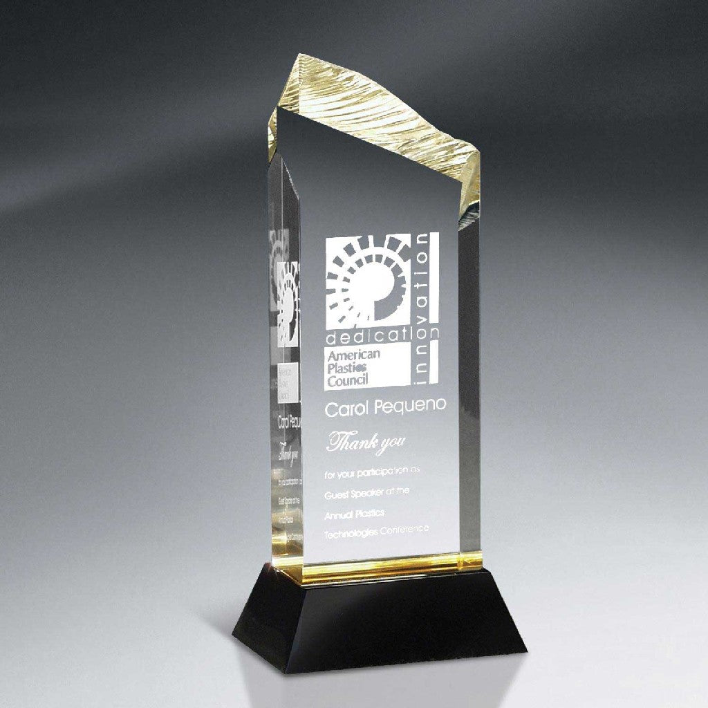 Gold Chisel Carved Tower on Base Award