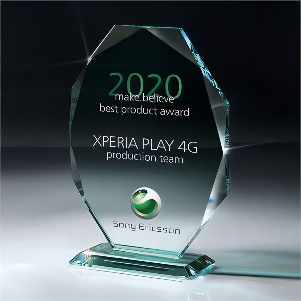Jade Glass Oblong Octagon Award Trophy