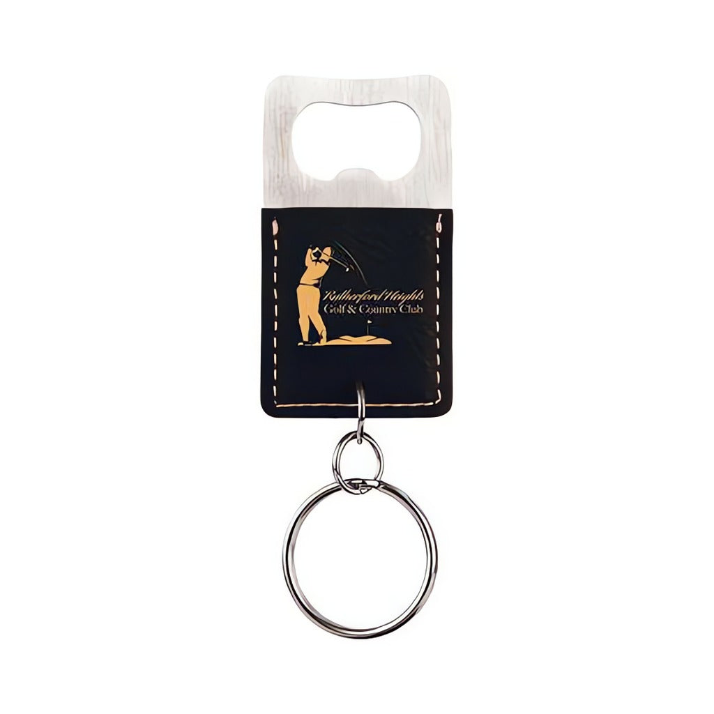 Leatherette Rectangle Bottle Opener Keychain