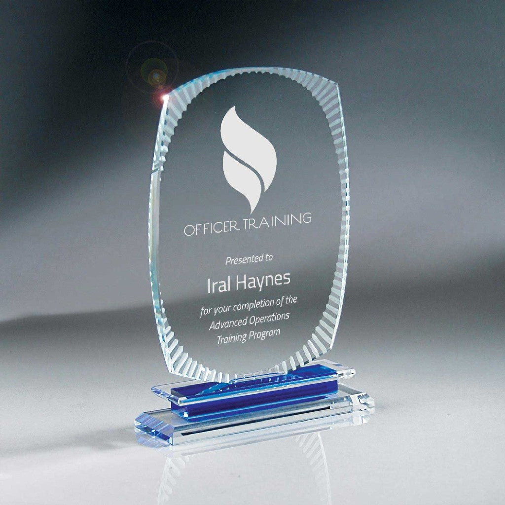 Rectangle Etched Edge Crystal with Layered Base Large