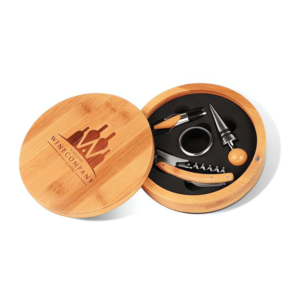 Round Bamboo Wine Gift Set