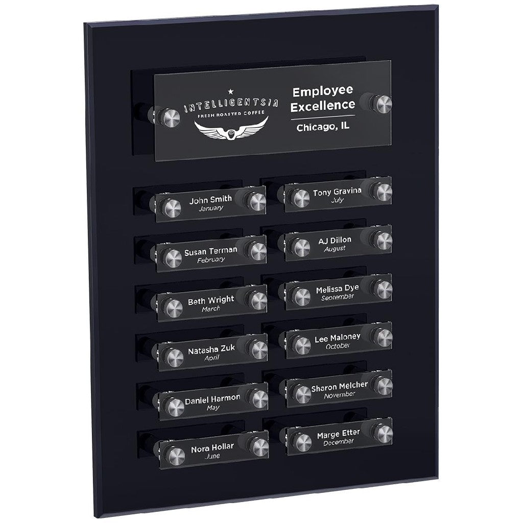 Black and Clear Acrylic Beveled Perpetual Plaque