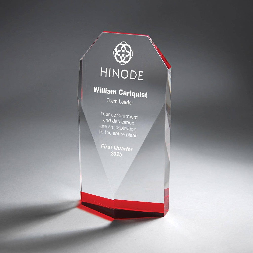 Clear Crystal Diamond Face Award with Red Bottom