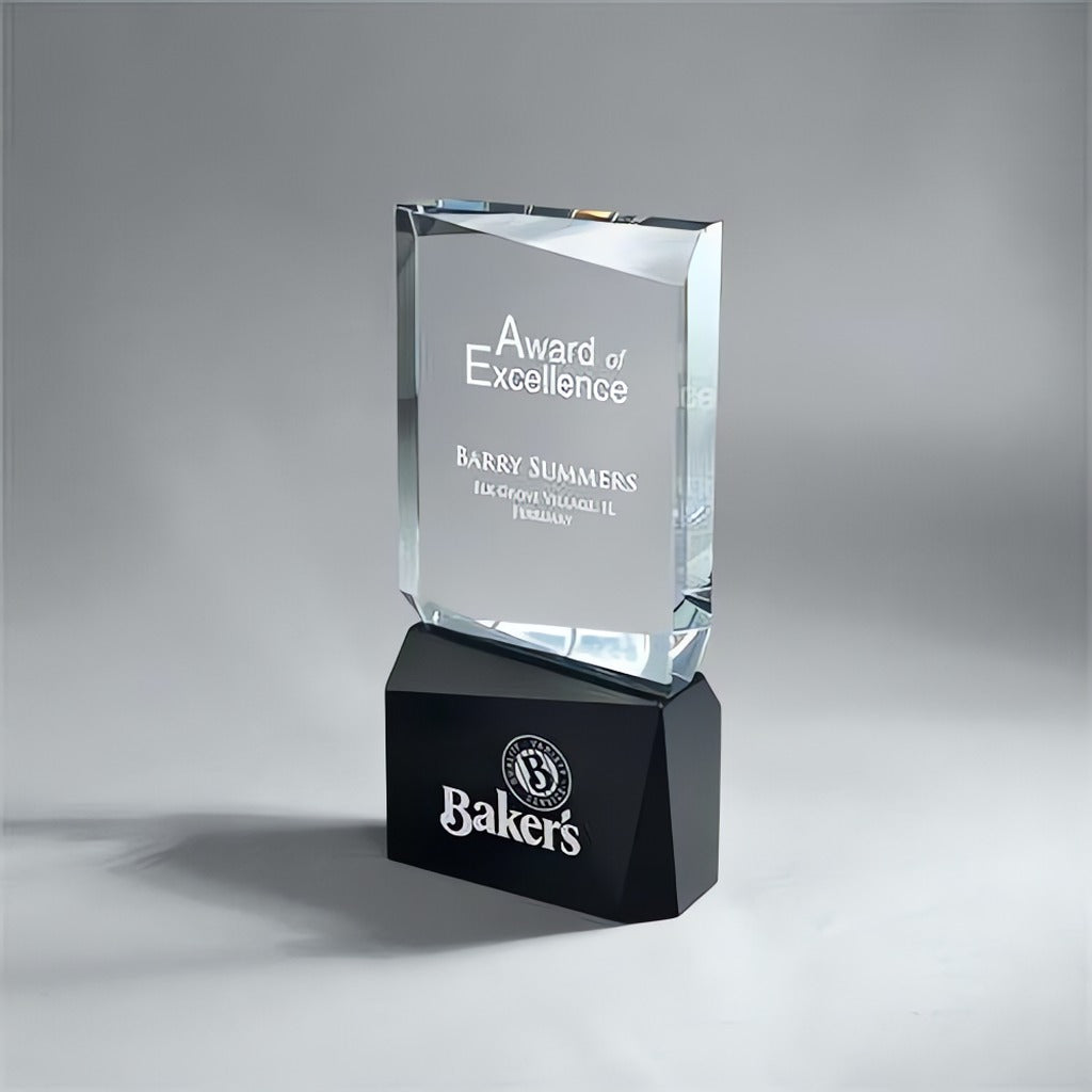 Faceted Clear Crystal with Black Crystal Award