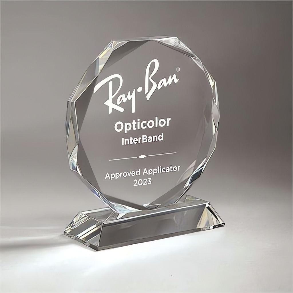 Faceted Edge Circle Award on Slant Base
