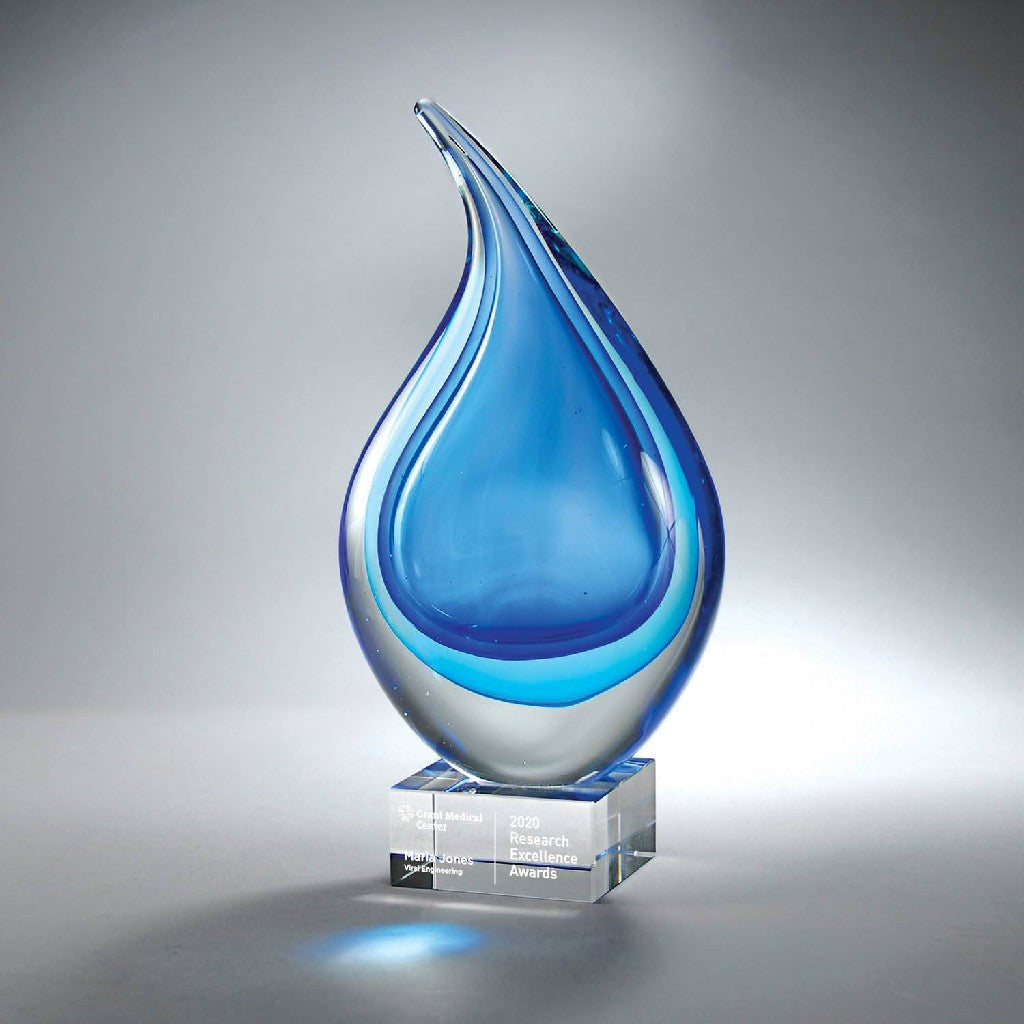 Light & Dark Blue Art Glass on Clear Base Small