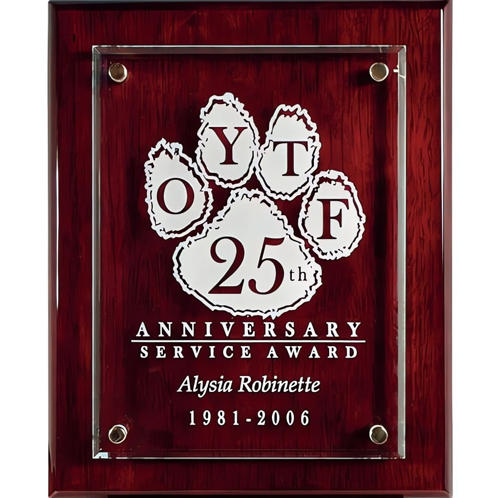 Rosewood Piano Finish Board with Raised Glass