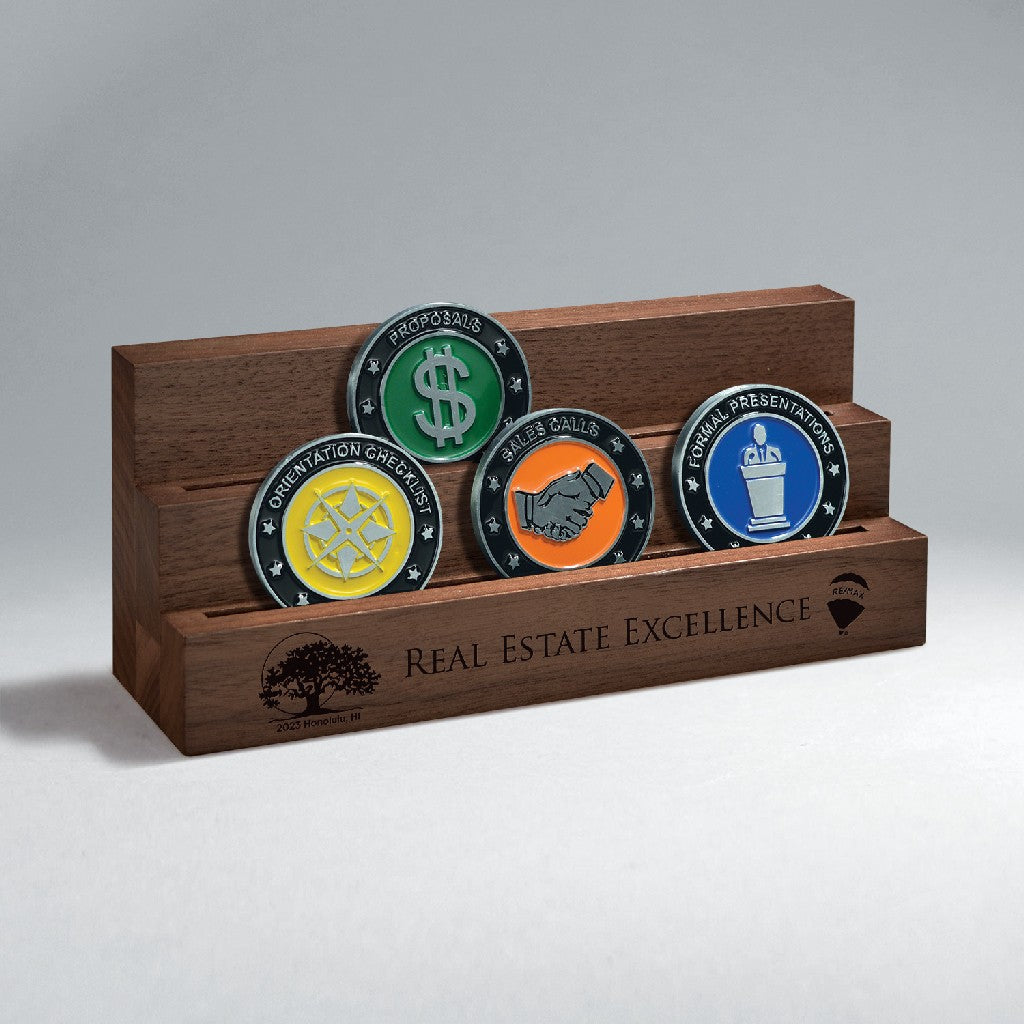Walnut Challenge Coin Display