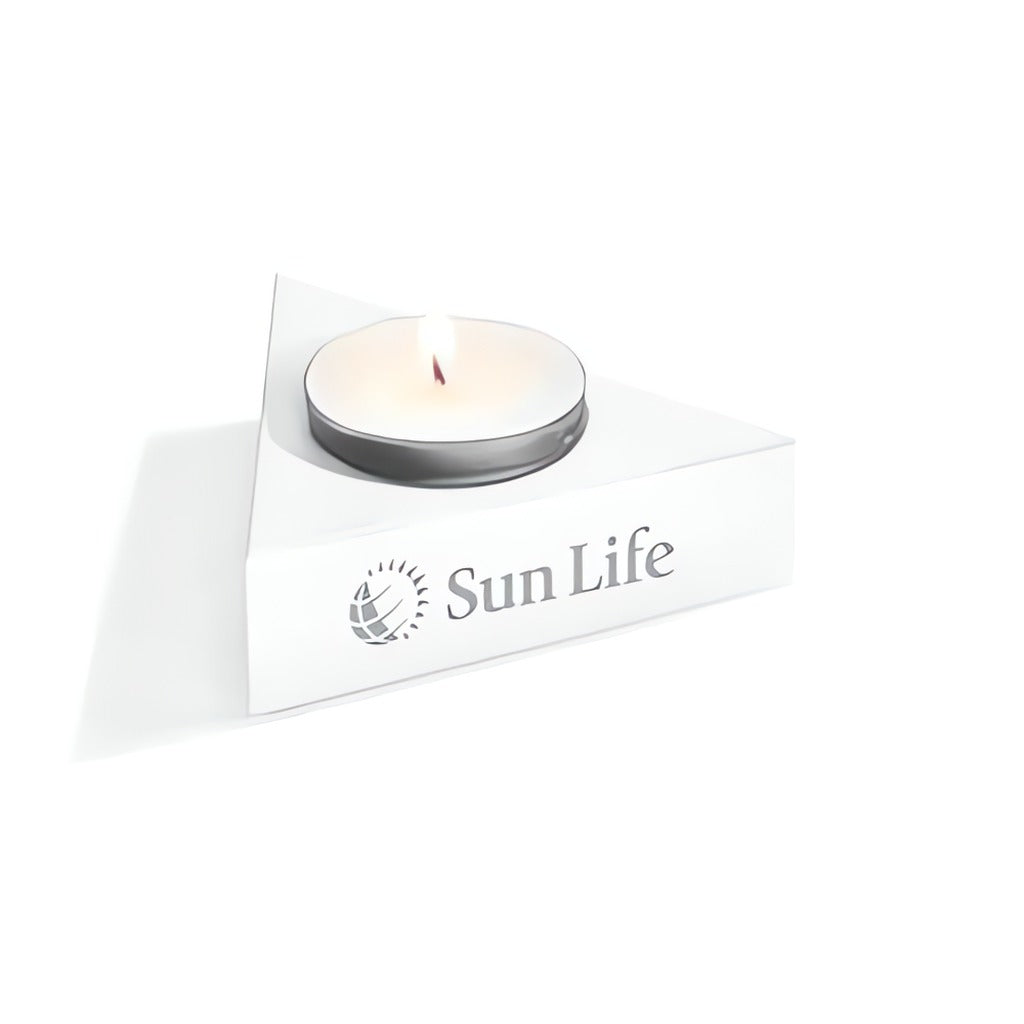 White Crystal Triangular Votive Holder