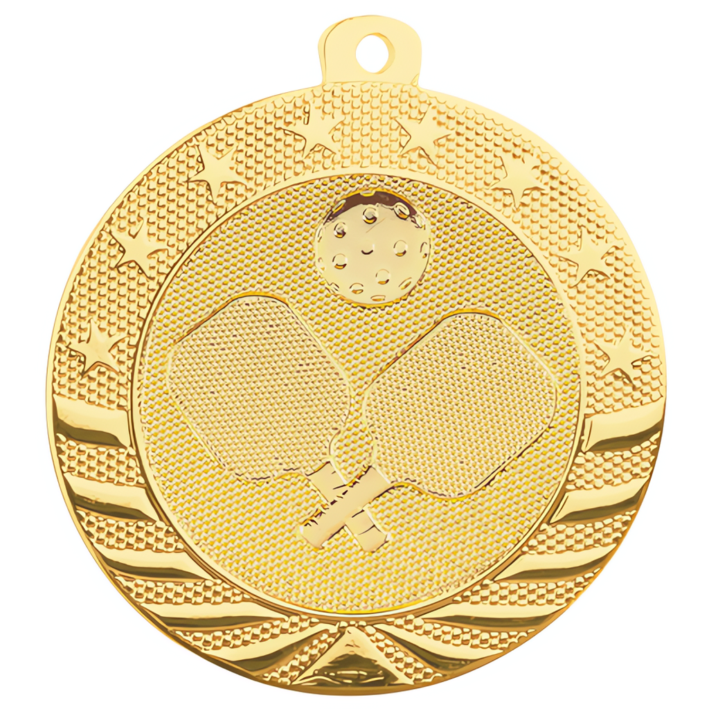 2 3/4" Bright Gold Pickleball Starbrite Medal