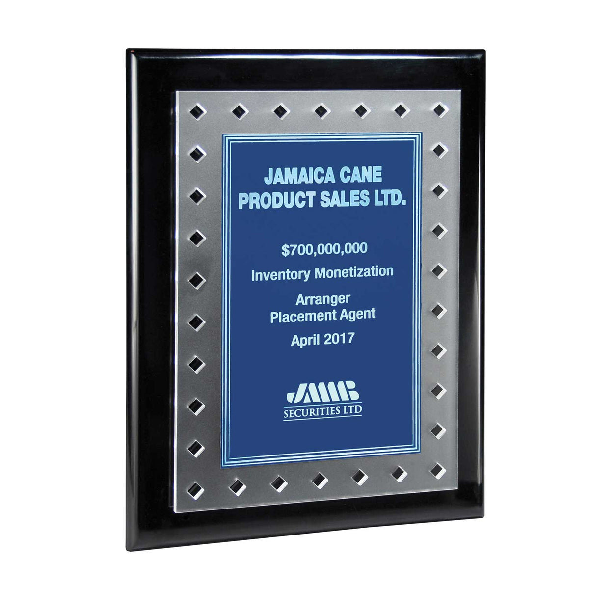 Frosted Lucite on Black Piano Plaque and Color Plate