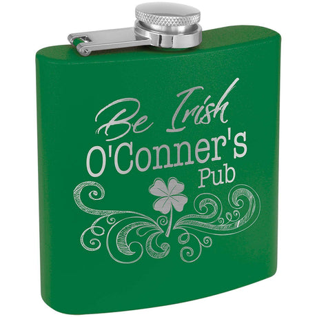 6 oz. Matte Black Stainless Steel Lasered Flask