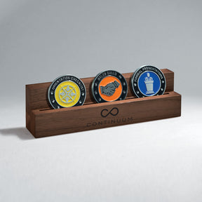 Walnut Single Row Challenge Coin Display