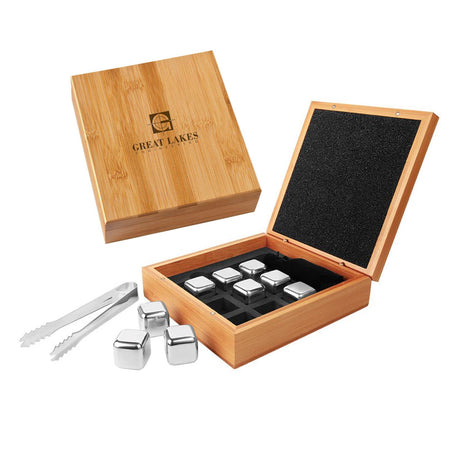 Stainless Steel Whiskey Stone Gift Set In Bamboo 