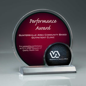 Arched Brilliance Lucite Award on Clear Base  (Includes Laser in 2 Locations)